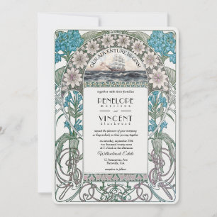 Invitación a la boda de la navegación de Art Nouve