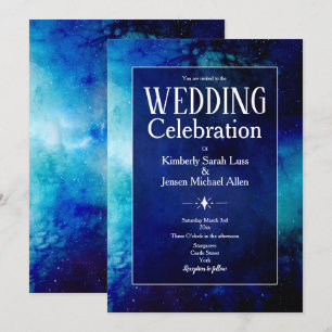 Invitación a la boda de la nebulosa de color azul