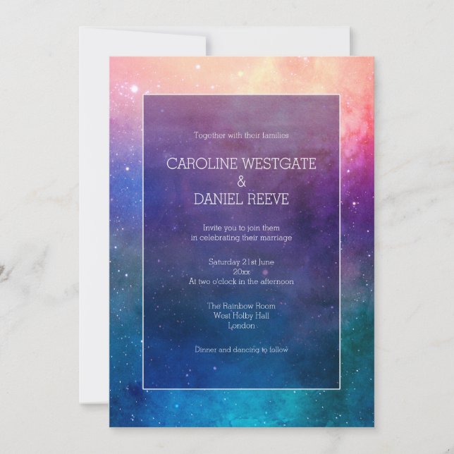 Invitación a la boda de la nebulosa del arcoiris c (Anverso)