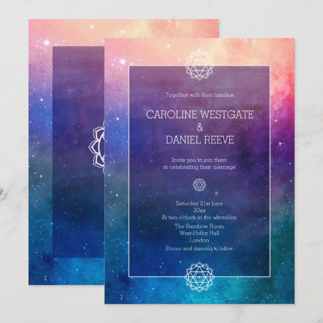 Invitación a la boda de la nebulosa del arcoiris c (Anverso / Reverso)