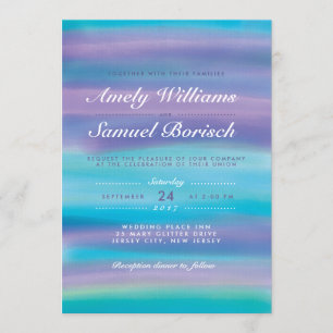 Invitación a la boda de la noche azul acuarela