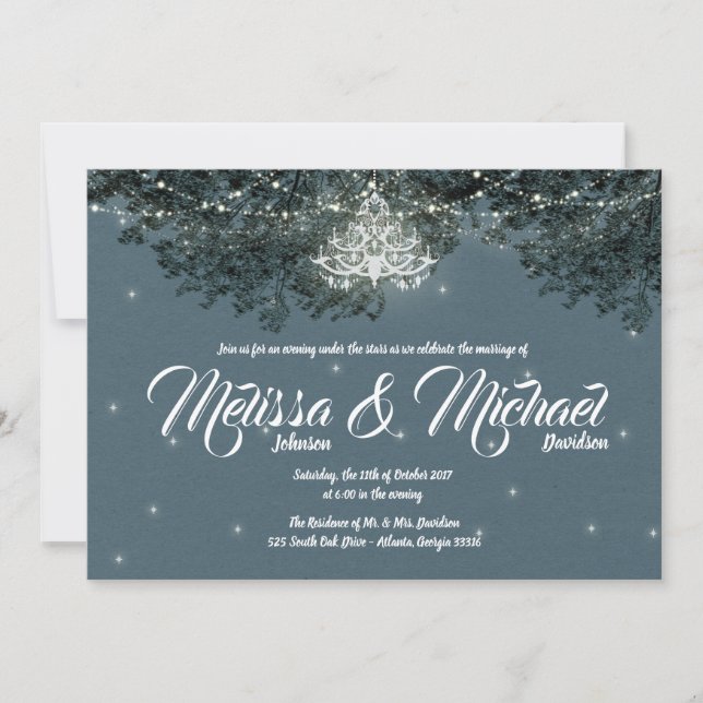 Invitación a la boda de la noche bajo las estrella (Anverso)
