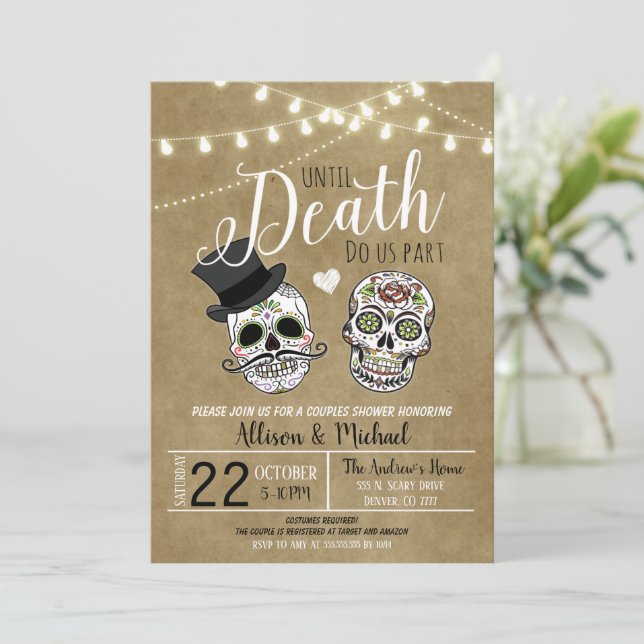 Invitación a la boda de la novia en Halloween (Anverso de pie)