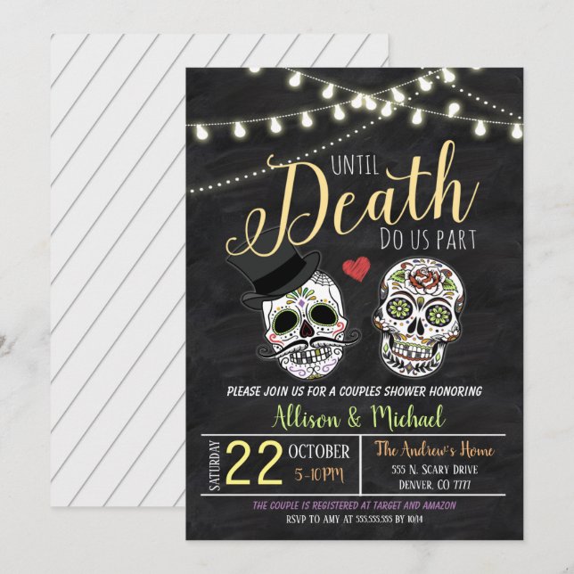 Invitación a la boda de la novia en Halloween (Anverso / Reverso)