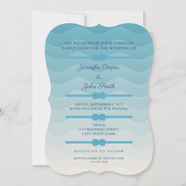 Invitación a la boda de la ola azul del Pastel Omb (Anverso)