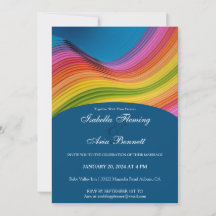 Invitación a la boda de la ola de arcoiris moderna