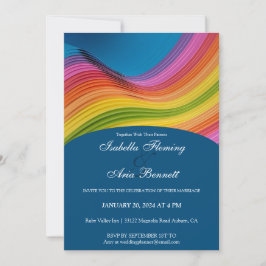 Invitación a la boda de la ola de arcoiris moderna