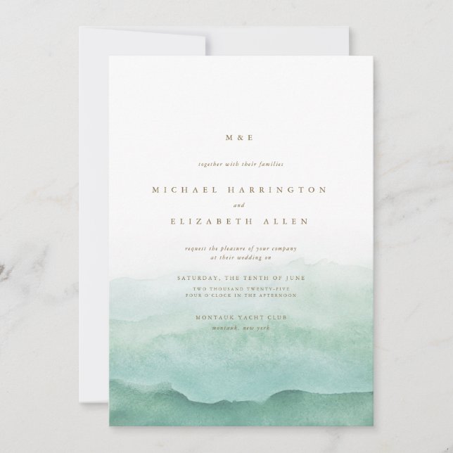 Invitación a la boda de la ola de playa (Anverso)