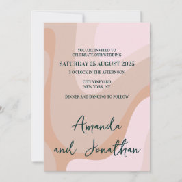 Invitación a la boda de la ola de retro rosado