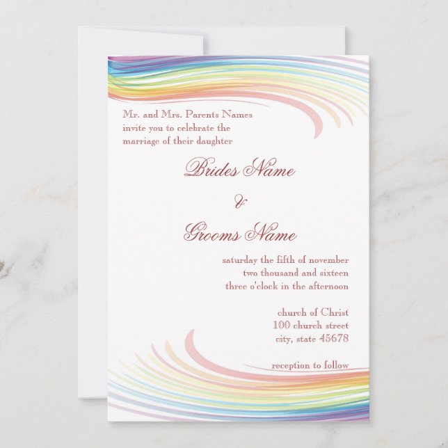Invitación a la boda de la onda arcoiris (Anverso)