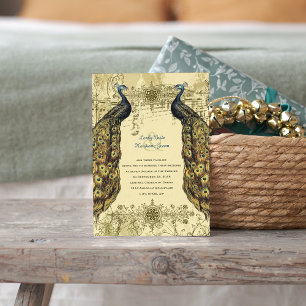Invitación a la boda de la orquesta de pavo real d