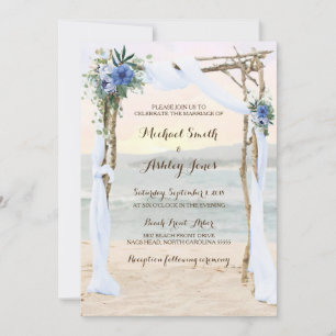 Invitación a la boda de la orquídea azul de Beach