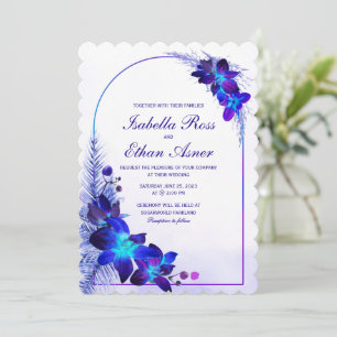 Invitación a la boda de la orquídea azul turquesa 