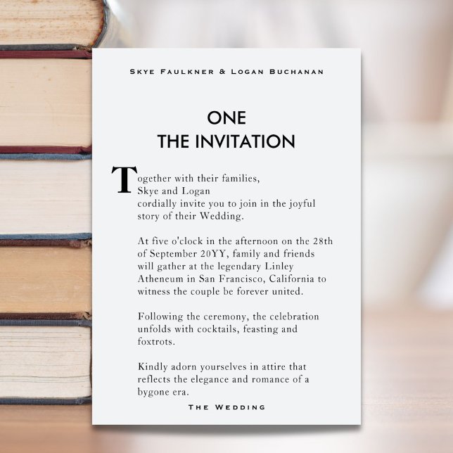Invitación a la boda de la página de un libro crea (A unique book page wedding invitation to tell the story of your wedding day.)
