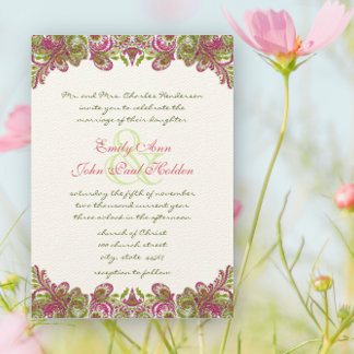 Invitación a la boda de la Paisley Verde de Apple
