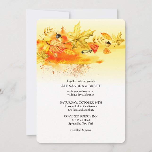 Invitación a la boda de la paleta de otoño (Anverso)