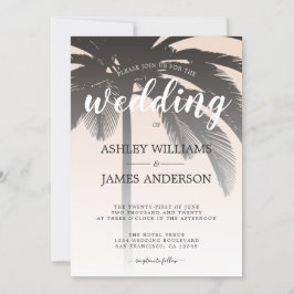 Invitación a la boda de la palm Tree Peach Dust Be