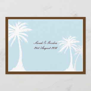 Invitación a la boda de la palmera azul marrón