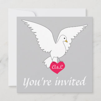 Invitación a la boda de la paloma de plata