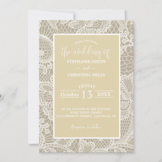 Invitación a la boda de la pareja de Tan Lace (Anverso)