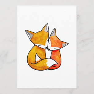 Invitación a la boda de la pareja Fox Cute Foxes