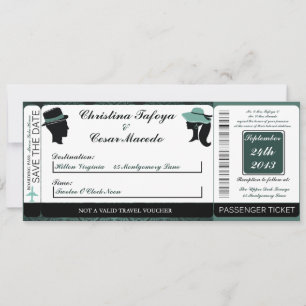 Invitación a la boda de la pareja Verde azulada de