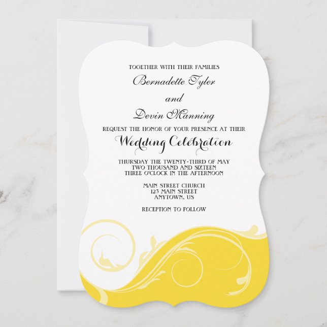 Invitación a la boda de la paréntesis floral amari (Anverso)