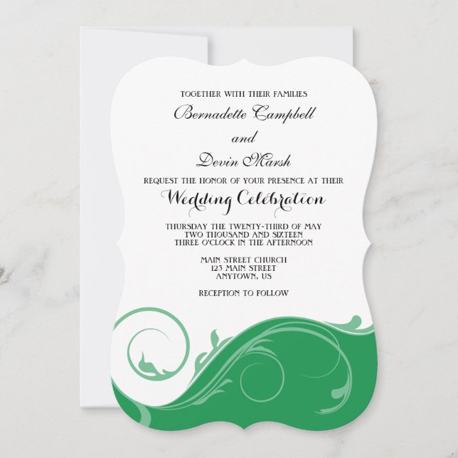 Invitación a la boda de la paréntesis floral verde (Anverso)