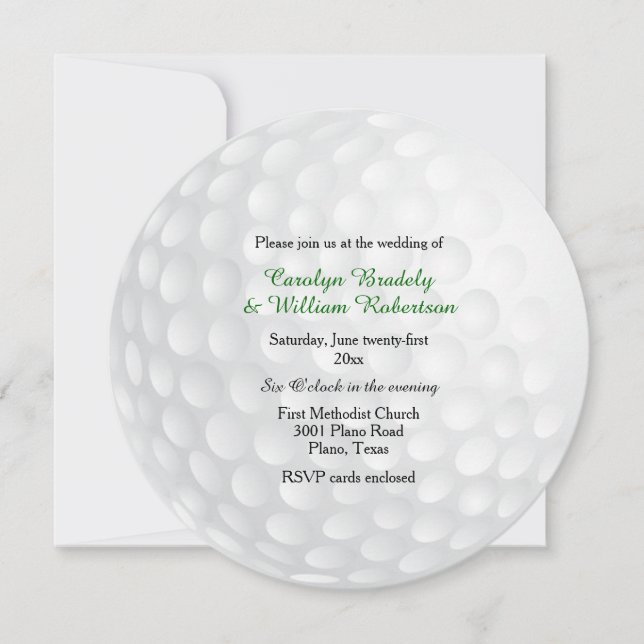 Invitación a la boda de la pelota de golf (Anverso)