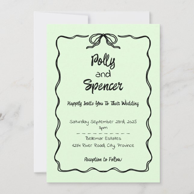 Invitación a la boda de la península de Pastel Pal (Anverso)