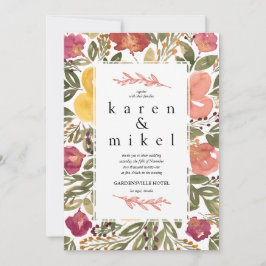 Invitación a la boda de la pintura de la floración