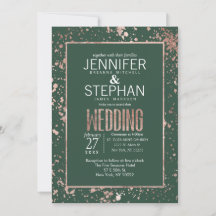 Invitación a la boda de la pintura verde Rosa