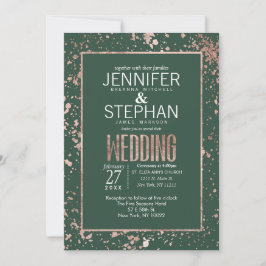 Invitación a la boda de la pintura verde Rosa