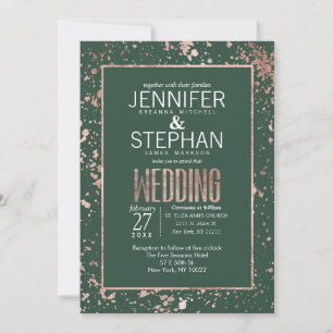 Invitación a la boda de la pintura verde Rosa