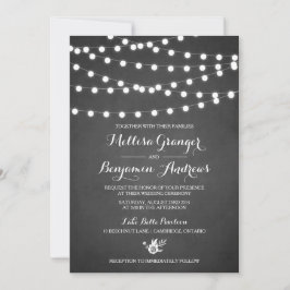 Invitación a la boda de la pizarra de las luces de