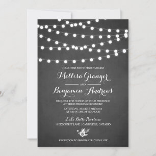 Invitación a la boda de la pizarra de las luces de