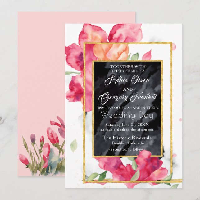 Invitación a la boda de la pizarra de los piquetes (Anverso / Reverso)