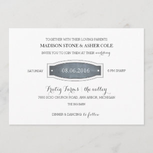 Invitación a la boda de la placa de cartón