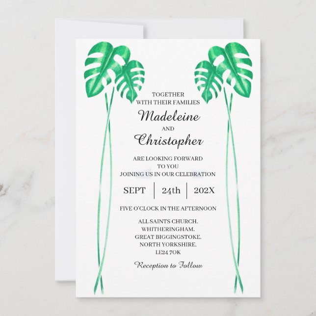 Invitación a la boda de la planta suiza de queso M (Anverso)