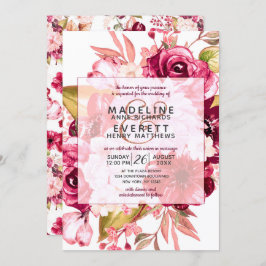 Invitación a la boda de la plaqueta floral de Borg