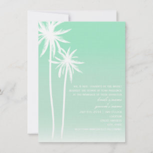 Invitación a la boda de la playa Aqua Ombré Palm T