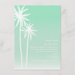 Invitación a la boda de la playa Aqua Ombré Palm T