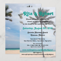 Invitación a la boda de la playa - Árbol de palma