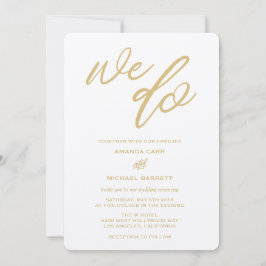 Invitación a la boda de la playa con guión de oro