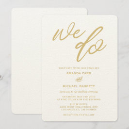 Invitación a la boda de la playa con guión de oro