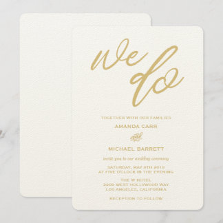 Invitación a la boda de la playa con guión de oro