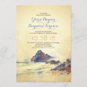Invitación a la boda de la playa de acuarela