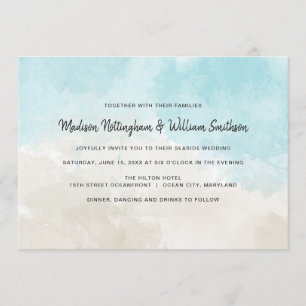 Invitación a la boda de la playa de acuarela