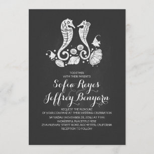 Invitación a la boda de la playa de Chalkboard