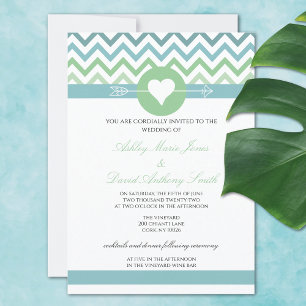 Invitación a la boda de la playa de Chevron con He